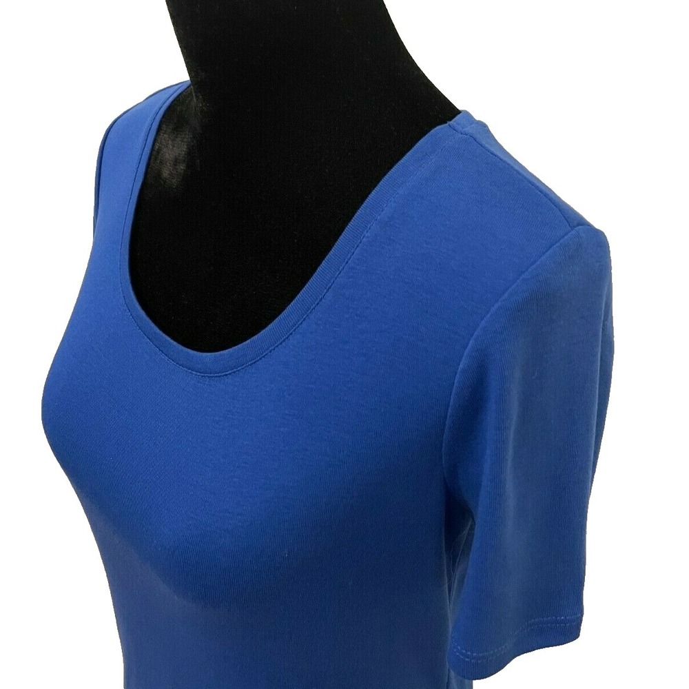 Chico's The Ultimate Tee Womens Short Sleeve T-Shirt Top Size 0 Blue Cotton - Picture 4 of 12